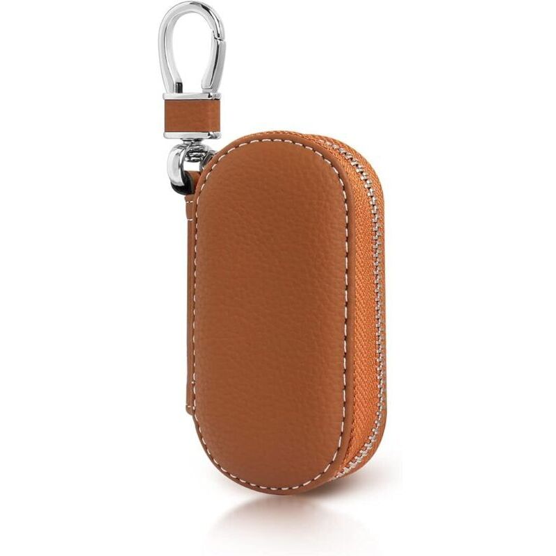 Retro PU Leather Car Key Holder with Zipper, Key Cases for Men