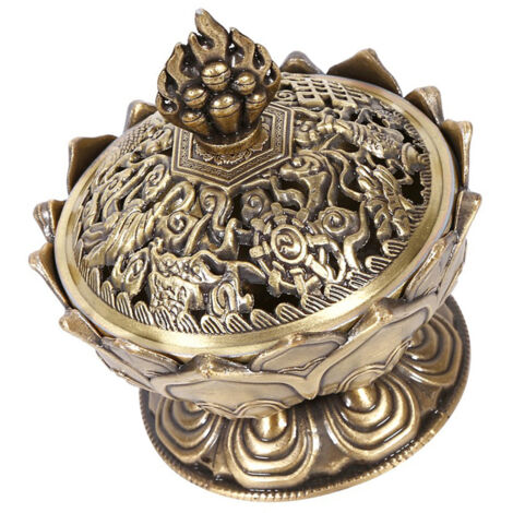 Retro-Räuchergefäß mit nach unten gerichtetem Rauch für Zuhause - Dekorativer Kegel- und Stäbchenhalter (Bronze)