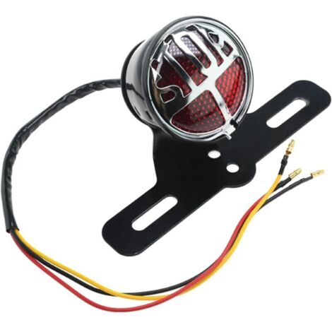 Retro Rear Light Stop Light Rear License Plate Light Bracket Rear Lamp Chopper Brake Stop Light Black