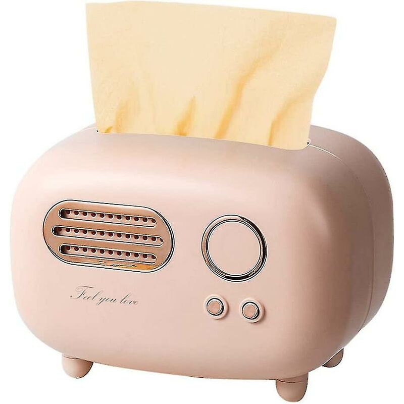 Tumalagia - Retro Rectangular Tissue Box, Radio Design, Practical and Fashionable Tissue Box, Pink