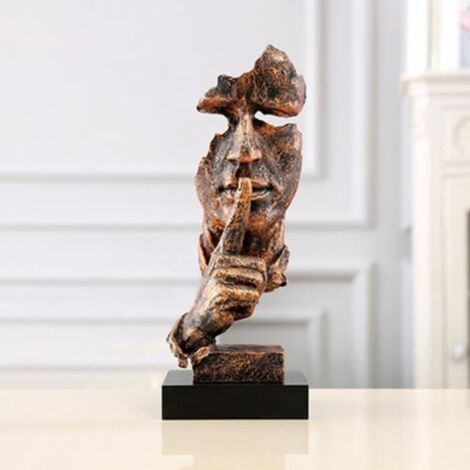 Rétro résine penseur Statue artisanat salon Art décoration Silence est or penseur Sculpture décoration de la maison accessoires