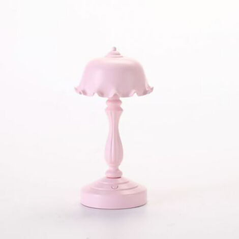 Retro-Schreibtischlampe in Rosa, hübsche romantische Lotusblatt-Nachttischlampe, USB-Anschluss, fürs Schlafzimmer (LD05)