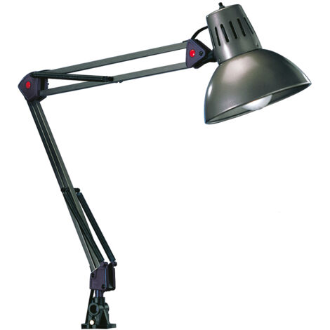 Retro Schreibtischlampe TAJO zum Klemmen, Aluminiumfarbig, max. Höhe 73,5cm