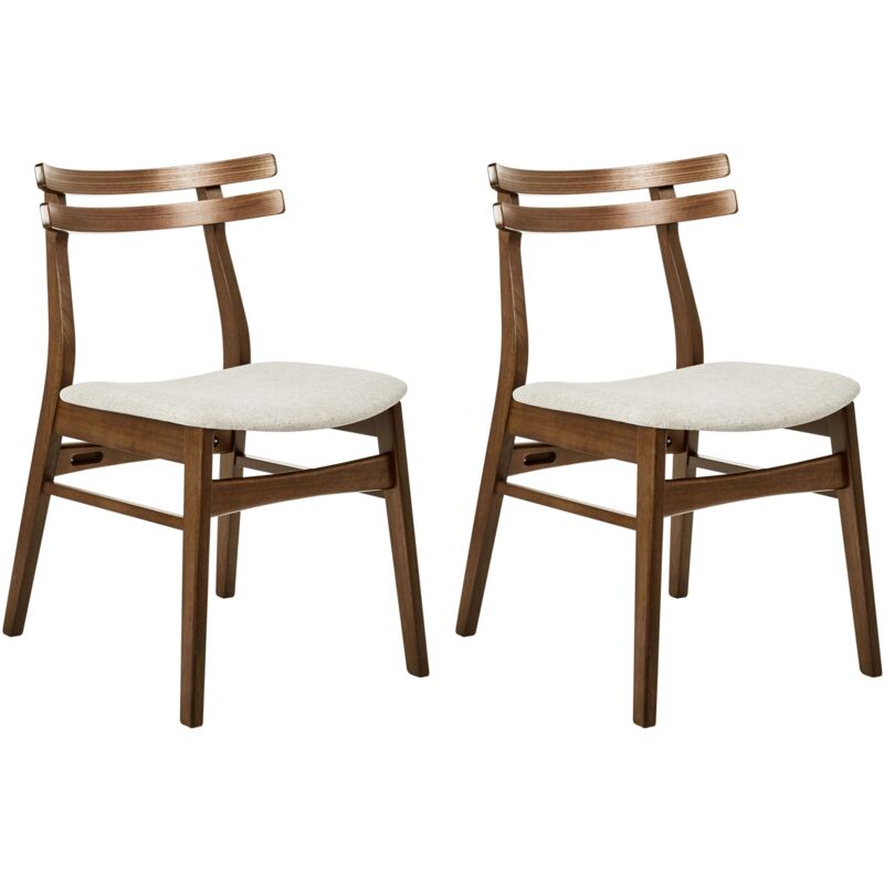 Beliani Set Of 2 Dining Chairs Cynthiana Wood Light Beige