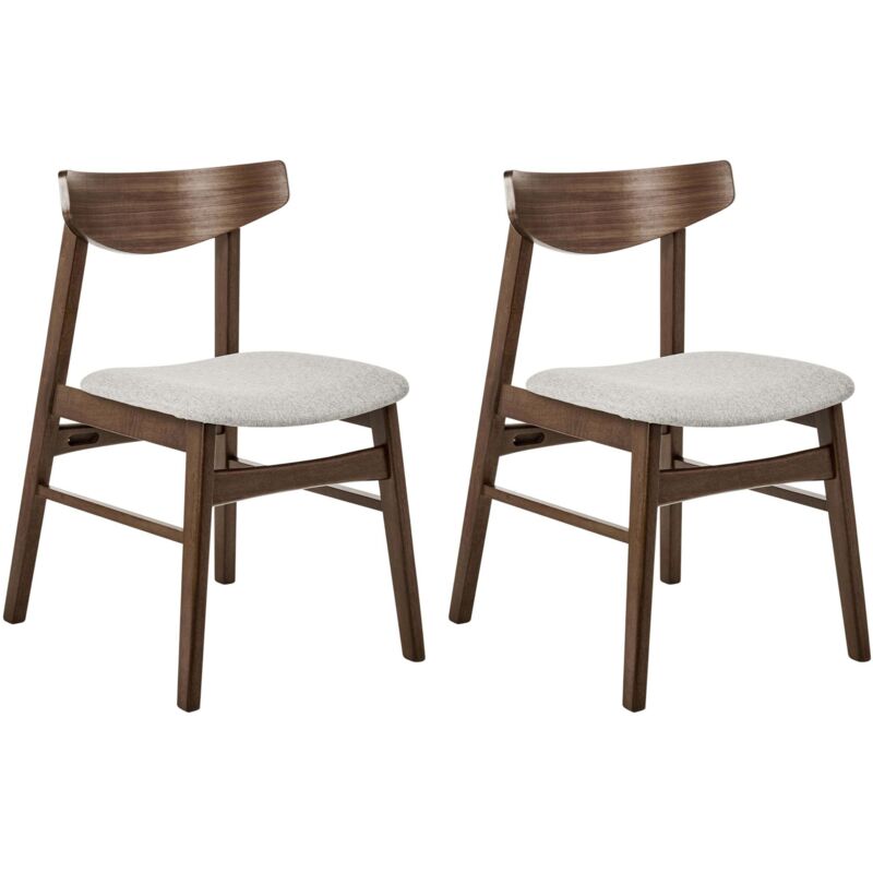 Beliani Set Of 2 Dining Chairs Smiley Wood Light Grey