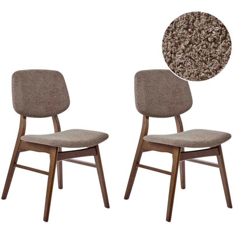 Beliani Set Of 2 Dining Chairs Elaine Wood Dark Brown/ Taupe