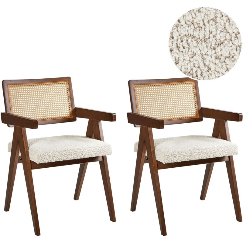 Beliani Set Of 2 Dining Chairs Ava Wood Dark Brown