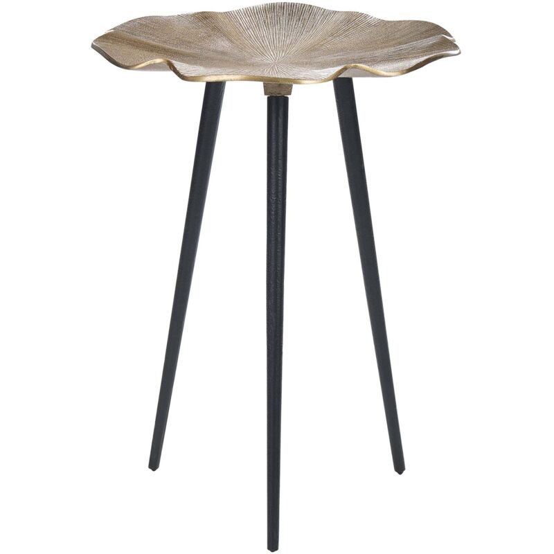 Beliani - Retro Side Table Glossy Top Metal Aluminium And Iron Gold And Black Ø 37 Cm Pudur
