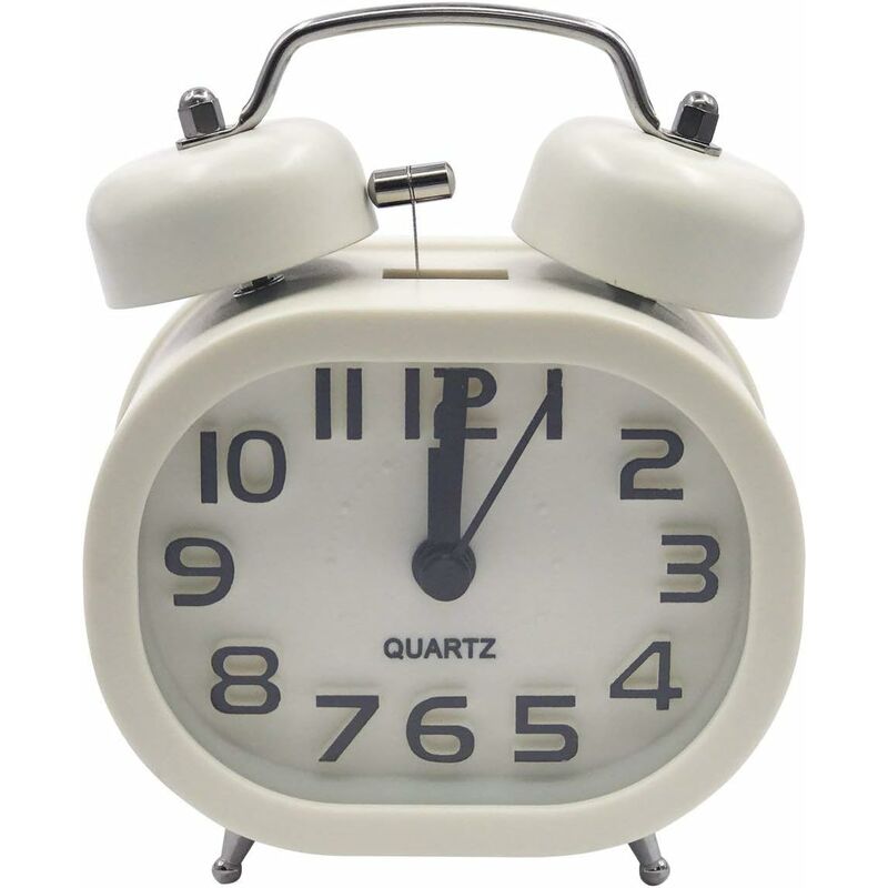 Retro Silent Quartz Alarm Clock, Morning Alarm Clock Travel Bedside Analog Clock Children's Metal Battery Operated Night Light Alarm Sound, Blue