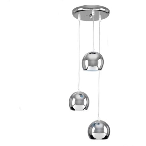 Retro Silver Chrome 3 Way Droplet Pendant Ceiling Light