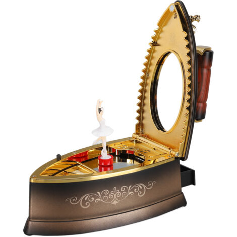 Retro-Spieluhr mit sich drehender Ballerina und antikem Eisenbeschlag – Originelles Geschenk für Sammler