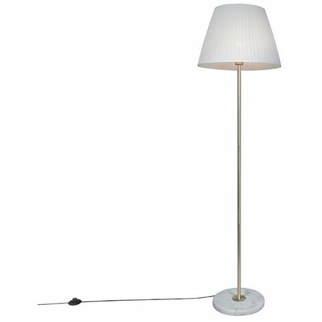 Retro Stehleuchte Messing mit Plissee Schirm creme 45 cm - Kaso