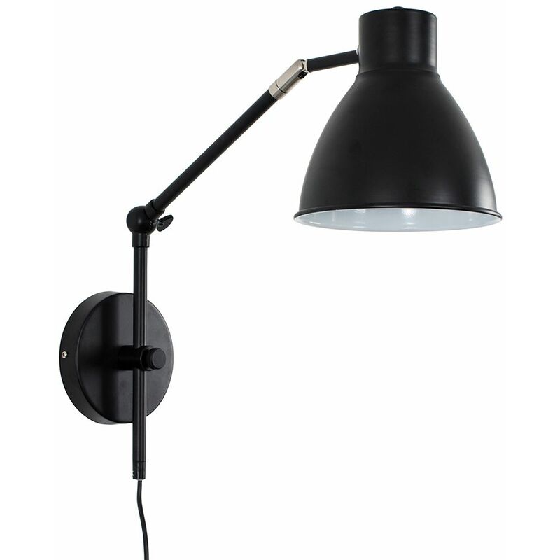 Minisun - Black Stem Wall Light Adjustable Shade - No Bulb