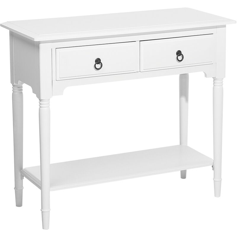 Retro Style Decorative 2-Drawer Console Vintage Table with Shelf White Lowell - White