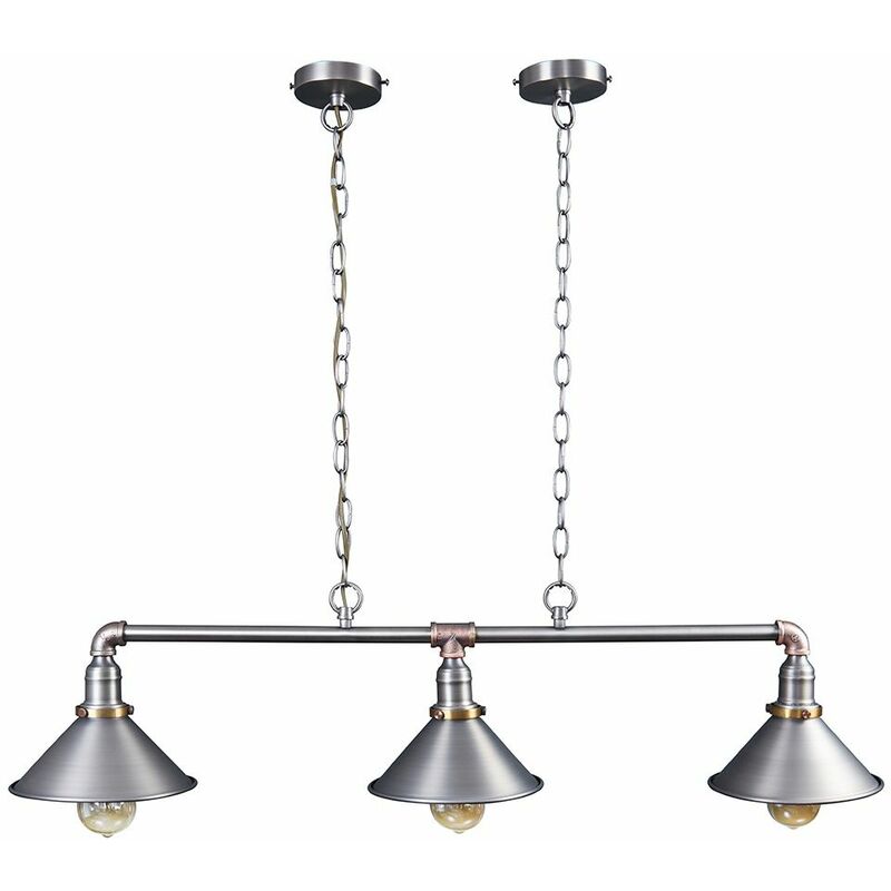 Minisun - Pewter, Brass & Copper 3 Way Over Table Ceiling Light - No Bulbs