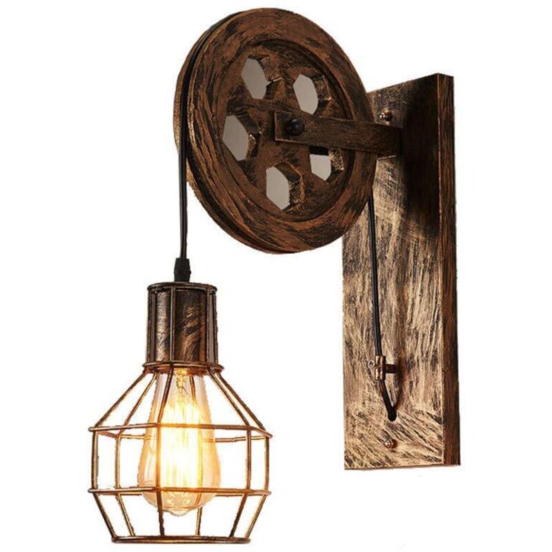 Retro-style pulley wall light, ideal for restaurants, hallways, wall sconces and chandeliers, bulb included