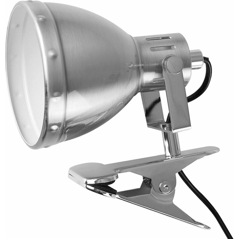 Minisun - Metal Domed Adjustable Clip On Spotlight With a Warm White 4W Golfball LED - Brushed Chrome