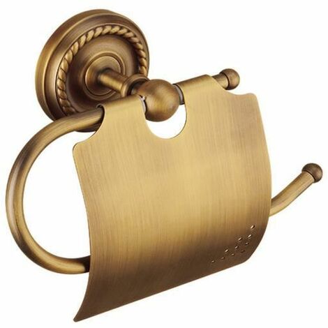 Porte Rouleau De Papier Toilette En Laiton Art Nouveau - Doré, Vintage