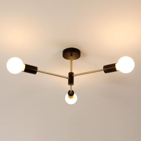 Rétro Suspension Luminaire en Metal 3 Lumière E27 Base Plafonnier Industriel, Lustre Sputnik Vintage, pour Salon Chambre Cuisine, Dia 45cm