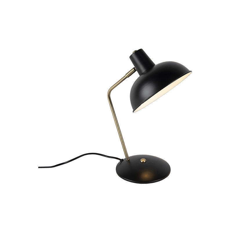 Retro table lamp black with bronze - Milou