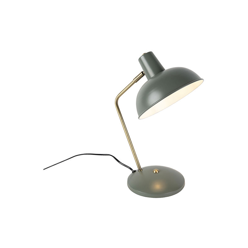 Retro table lamp green with bronze - Milou