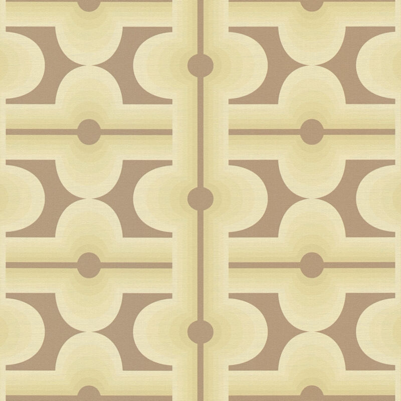 Retro Tapete Profhome 395333 Heißgeprägte Vliestapete Leicht Strukturiert Mit Geometrischen Formen Matt Oliv Gelb-grau Blass-grün 4, 5 M2