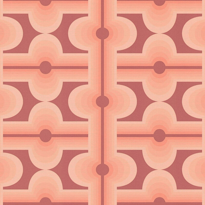 Retro Tapete Profhome 395332 Heißgeprägte Vliestapete Leicht Strukturiert Mit Geometrischen Formen Matt Rot Lachs-rot Braun Pastell-orange 4, 5 M2