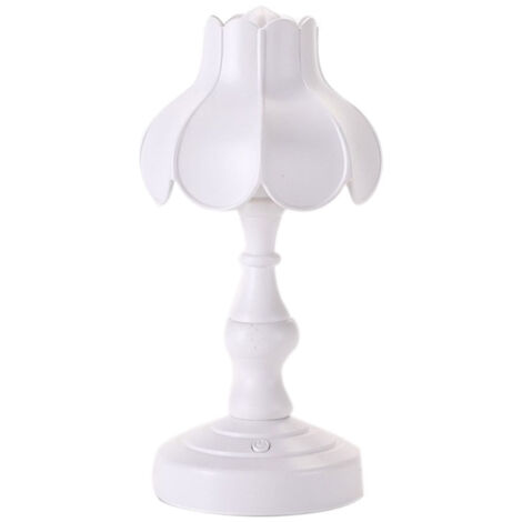 Retro-Tischlampe in Lotusblattform, 3 Lichtquellen, hübsch fürs Mädchenzimmer, Weiß
