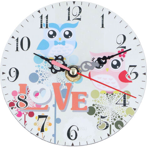Retro-Tischuhr mit Eulenmuster, geräuschlose und nicht tickende runde Uhr, ideal für Wohnzimmer, Schlafzimmer und Partys.