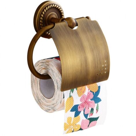 Retro-Toilettenpapierhalter aus Messing zur Wandmontage, Badezimmer-Toilettenpapierhalter mit Deckel