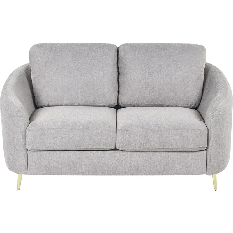 Retro Upholstered 2 Seater Sofa Loveseat Metal Legs Fabric Grey Trosa