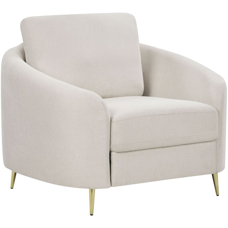 Beliani - Retro Upholstered Club Chair Curved Golden Legs Armchair Fabric Light Beige Trosa