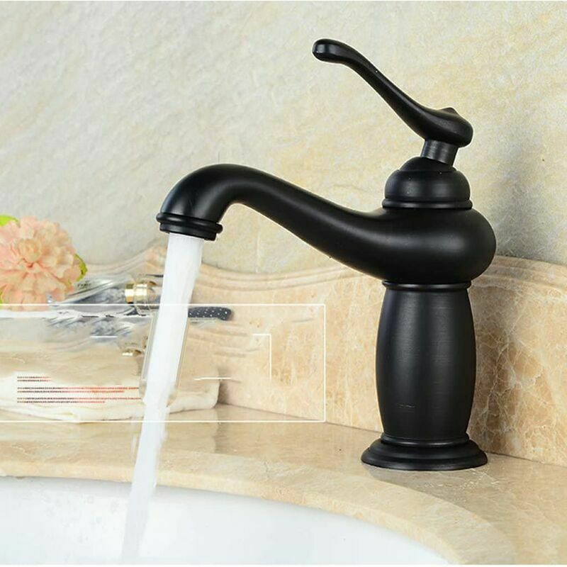 Lablanc - Rétro Vinatge Mitigeur Robinet de Lavabo en Laiton Style Européen - Noir