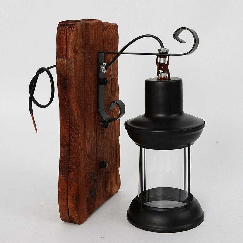Rétro Vintage applique murale en bois Applique Lampe Extérieure lanterne lumière 220V