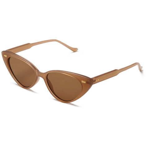 Retro Vintage Schmale Katzenaugen-Sonnenbrille f��r Frauen Brille Kunststoffrahmen(Teerahmen Ozeantee,��