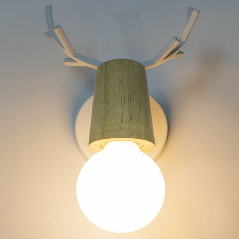 main image of "Retro Vintage Wall Lamp White Modern Wall Light Creative Christmas Deer Wall Sconce Antlers Wall Lamp Metal Wood Wall Light E27"