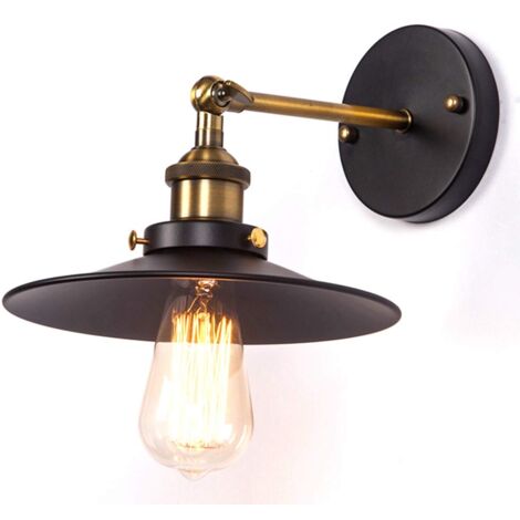 Retro Vintage Wall Light Metal Iron Wall Sconce Angle Adjustable Wall Lights For Bar Cafe Black 22Cm