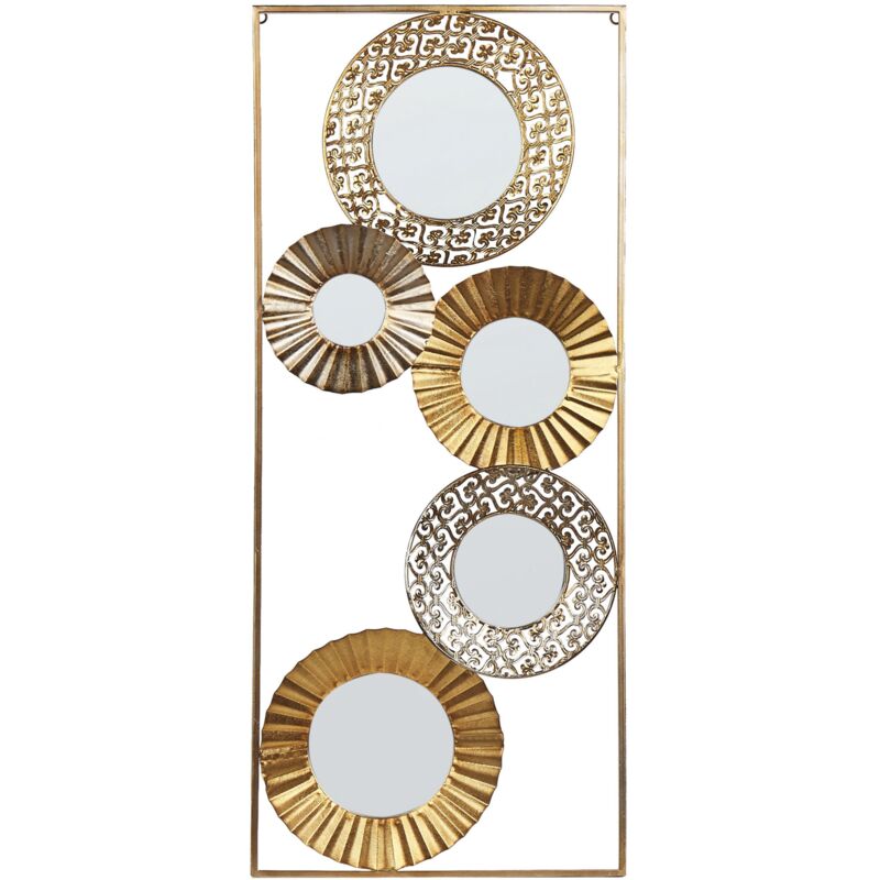 Retro Wall Décor with Mirrors Accent Piece 39 x 90 cm Metal Gold Maicoba