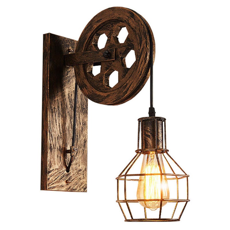 Retro Wall Lights Creative Vintage Style Wall Light Pulley Wall Sconce For Aisle Loft Corridor E27 Bronze