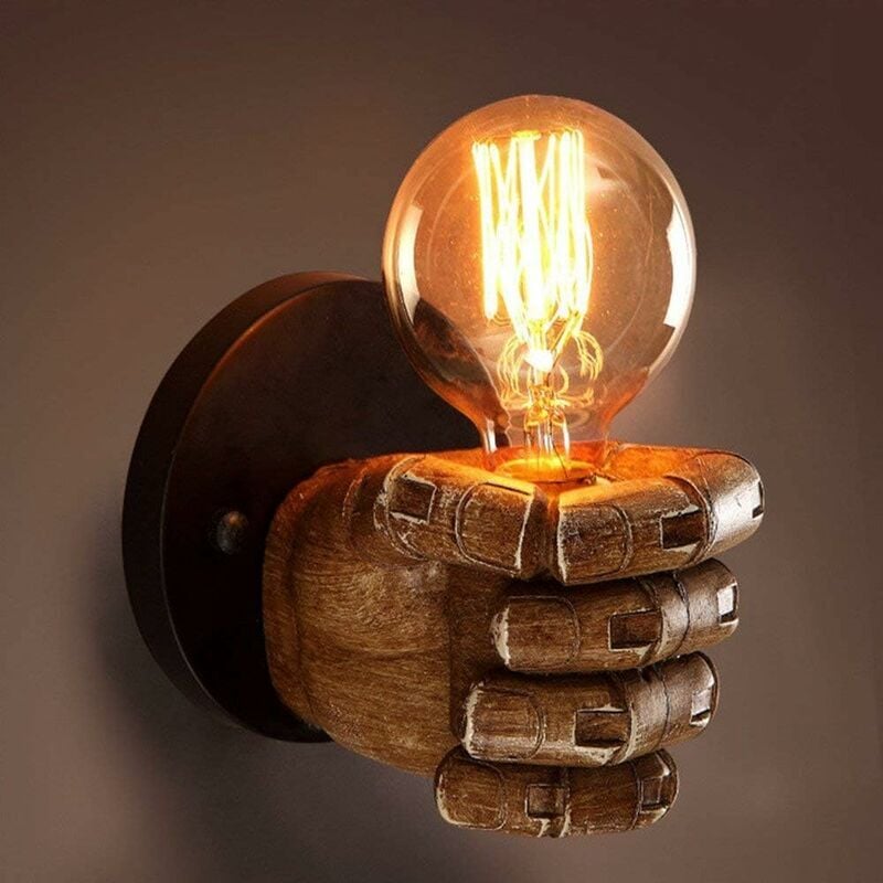 Retro Wall Lamp Personality Industrial Wind Restaurant Bar Cafe Fist Resin Bedroom Bedroom Decoration Creative Wall Lamp Right [Energy Class a +++]