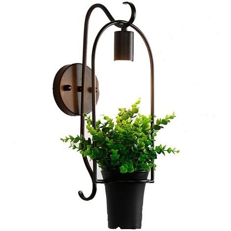 Retro Wall Light Industrial Style Wrought Iron Applique Personality Restaurant Bar Stairway Alley Balcony Outdoor Wall Lamp Wall-Plant Type