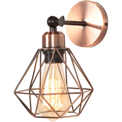 Retro Wall Light Modern Wall Lamp E27 Adjustable Angle Metal Cage Wall Sconce Indoor Lighting