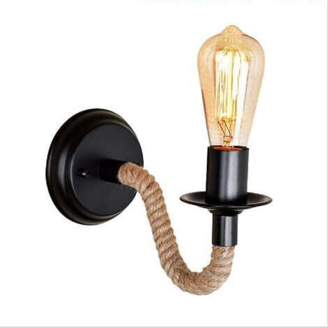 Retro Wall Light,Vintage Hemp Rope Wall Lights Antique Loft Rope Lamp with E26 Socket for Corridor Kitchen Bar Coffee Shop Club Small Base(D=10cm), 1pc)