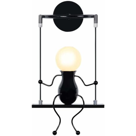 NORCKS Retro Wall Sconce Creative Wall Light Modern Metal Wall Lamp For Living Room Bedroom Children Room Black
