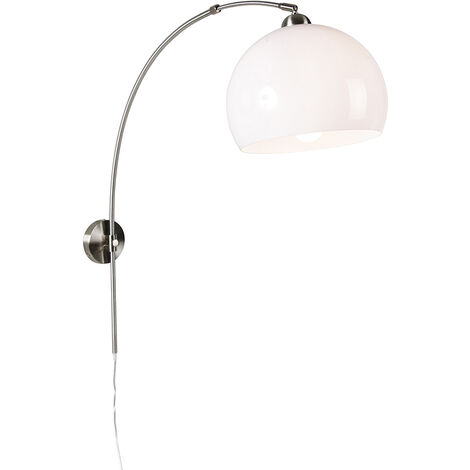 Retro Wandbogenlampe aus Stahl mit weißem Schirm verstellbar - Weiß