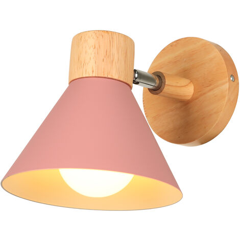Retro Wandleuchte Holz Metall Wandlampe Innenbeleuchtung für Schlafzimmer Küche Loft E27 Rosa