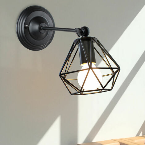 Retro Wandleuchte Innen Wandlampe Industrie Beleuchtung Diamantkäfig Lamp - Schwarz