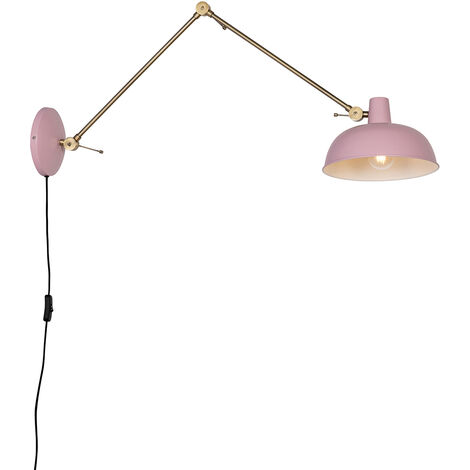 Retro Wandleuchte Stahl Rosa mit Bronze - Milou