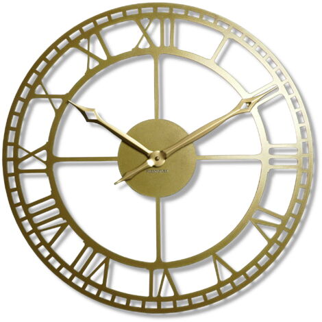 Retro-Wanduhr aus goldenem Metall, 50 cm