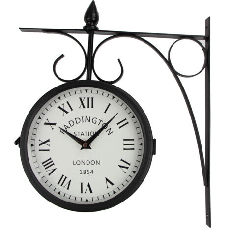 Retro-Wanduhr für den Innen- und Außenbereich, Größe 31 x 38 x 9 cm, schwarz, 1 Stück